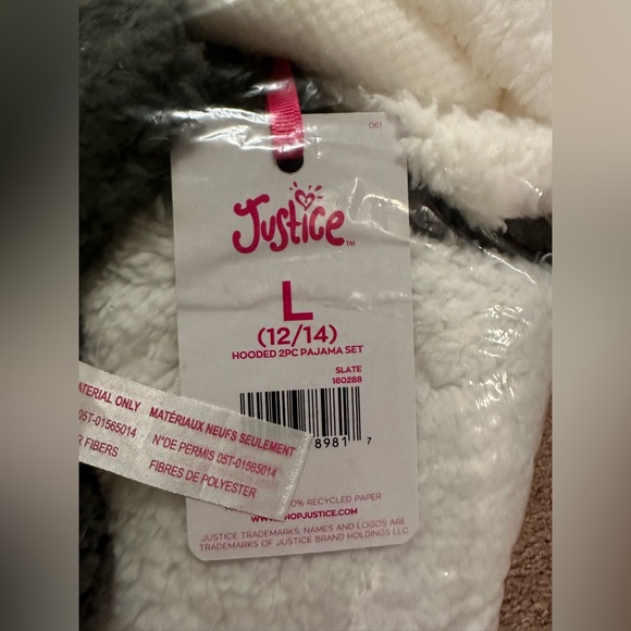 Justice Girls Hooded Sherpa Panda Pajamas 3-Piece PJ Set w/Panda Sleepover Plush - Picture 9 of 10